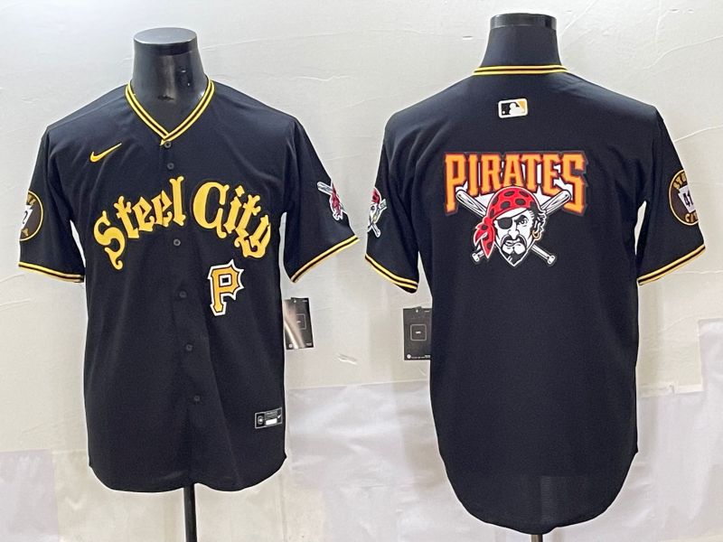 Men 2025 Pittsburgh Pirates Blank Black Game Nike MLB Jersey style 7156